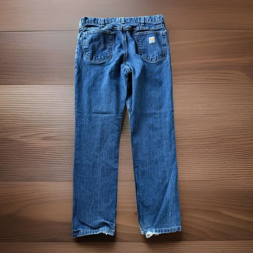 🔥Carhartt FR Jeans Men’s 34x31 Traditional Fit Blue Denim Work Pants CAT 2